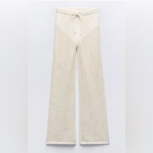 Zara Cream Knit Pants crochet